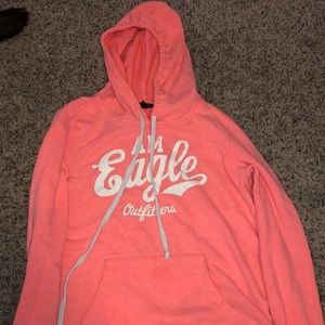 womens coral and white american eagle hoodie